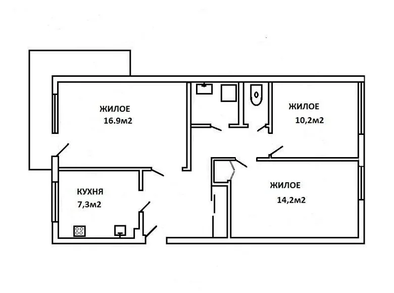 3 room apartment 67 m² Brest, Belarus