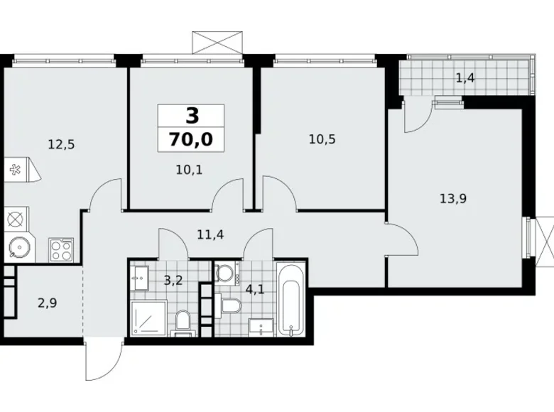 Wohnung 3 zimmer 70 m² Moskau, Russland