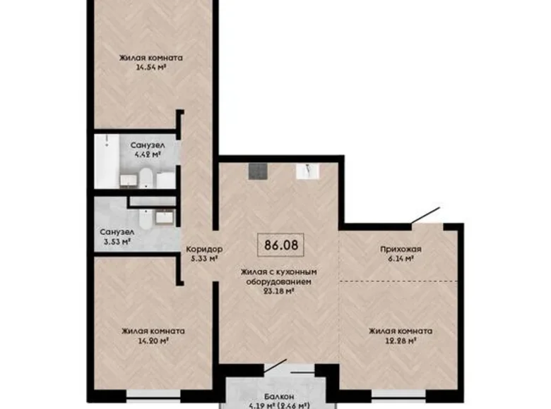 Wohnung 4 zimmer 86 m² Kalodziscanski sielski Saviet, Belarus
