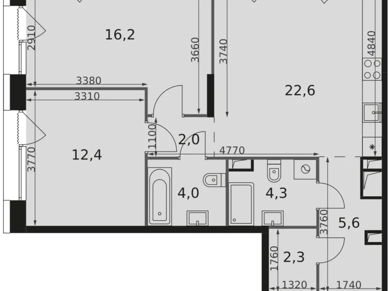 Wohnung 2 zimmer 69 m² Rostokino District, Russland