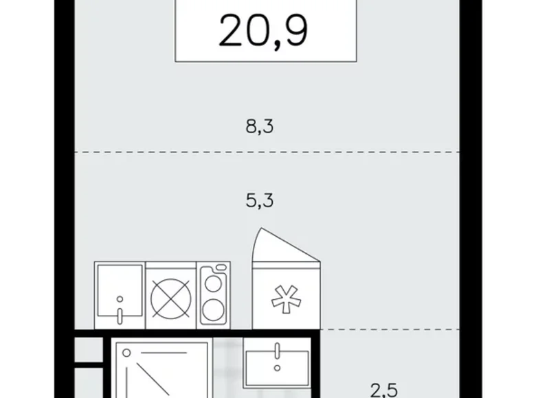 Wohnung 1 zimmer 21 m² poselenie Sosenskoe, Russland