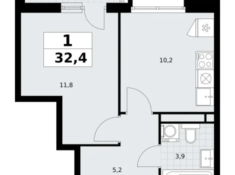 Mieszkanie 1 pokój 32 m² Postnikovo, Rosja