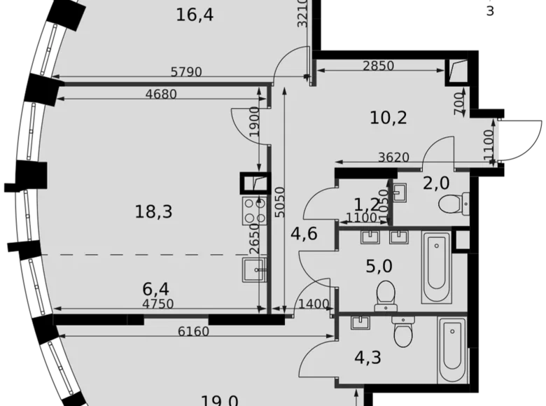 Appartement 3 chambres 87 m² Moscou, Russie