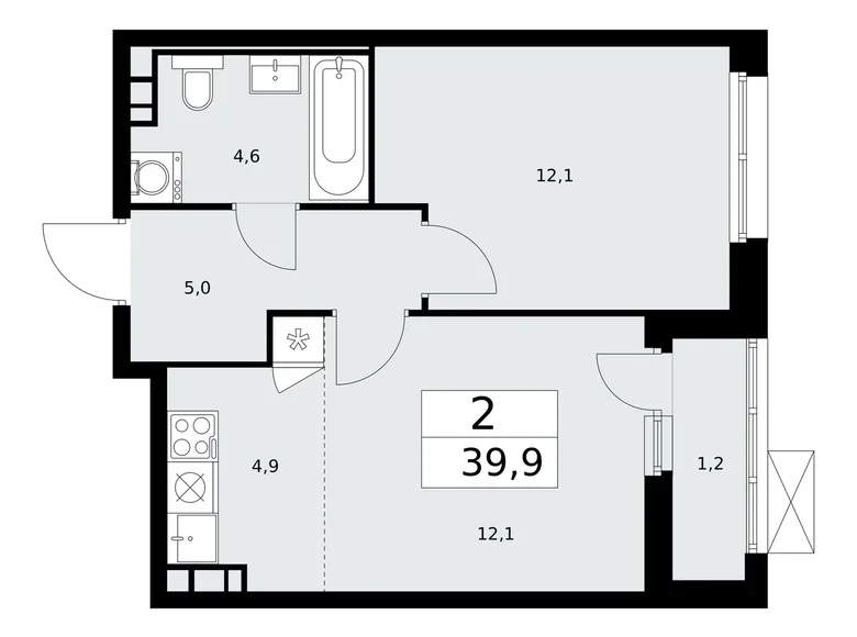 Квартира 2 комнаты 40 м² Москва, Россия