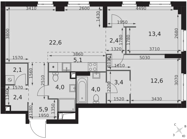 Mieszkanie 3 pokoi 78 m² Moskwa, Rosja