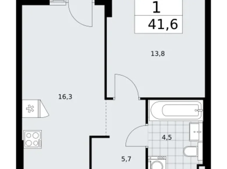 Appartement 1 chambre 42 m² Troïtsk, Russie