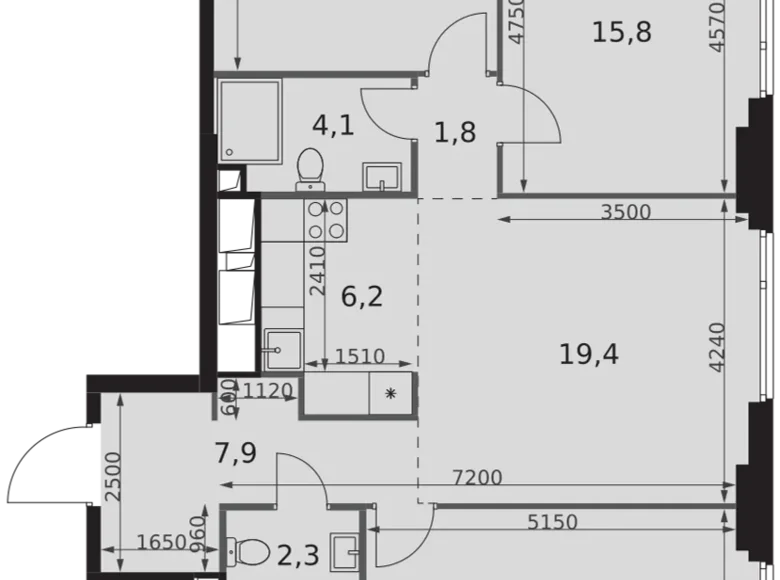 4 room apartment 90 m² Moscow, Russia