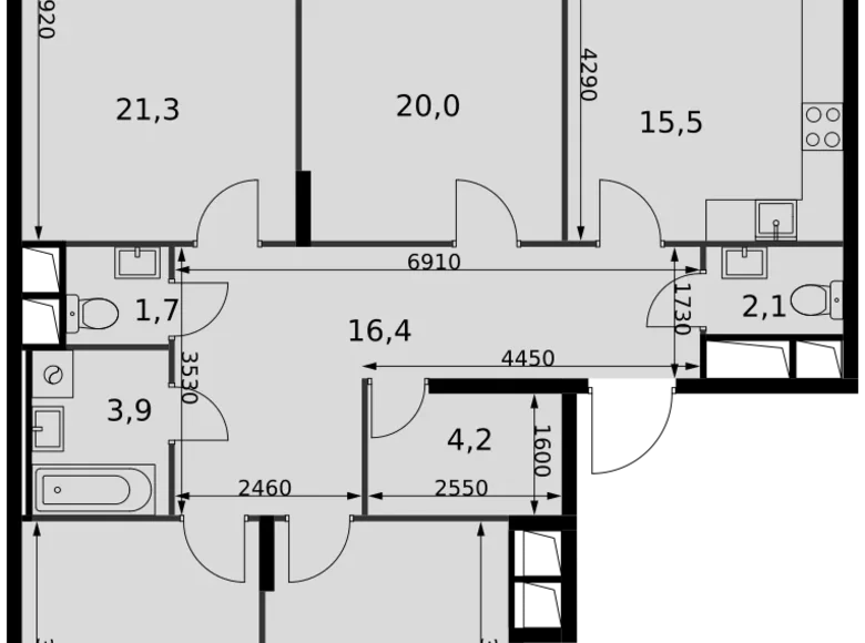 Appartement 4 chambres 109 m² Razvilka, Fédération de Russie