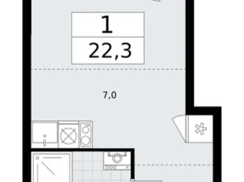 Wohnung 1 zimmer 22 m² Wnukowo, Russland