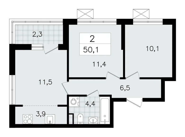 Квартира 3 комнаты 50 м² Всеволожск, Россия