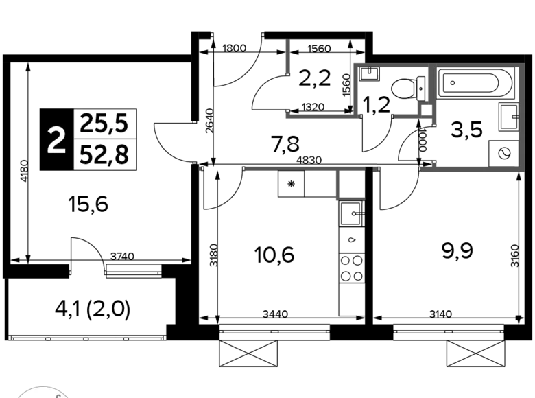 Квартира 2 комнаты 53 м² Химки, Россия