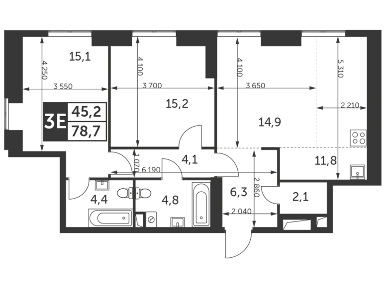 Квартира 3 комнаты 79 м² район Коньково, Россия