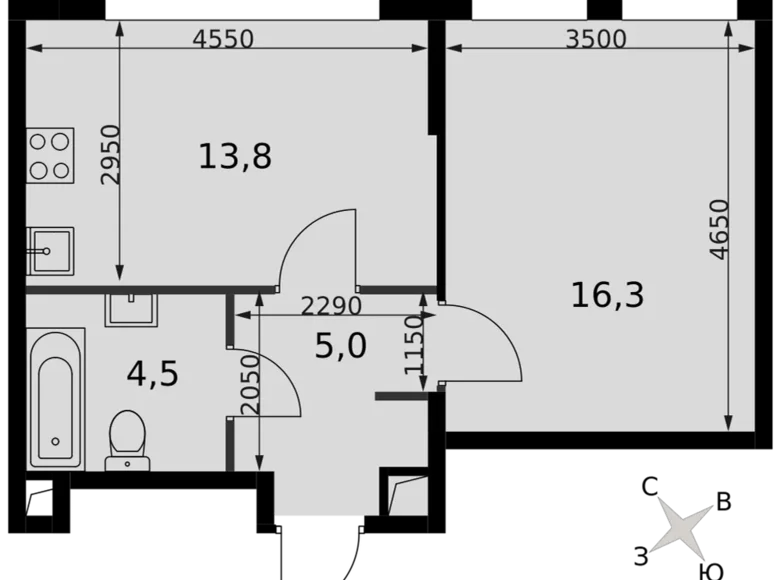 Квартира 1 комната 40 м² Северо-Западный административный округ, Россия