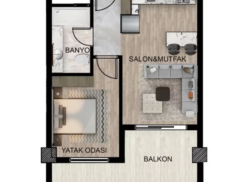 2 room apartment 90 m² in Mersin, Turkey