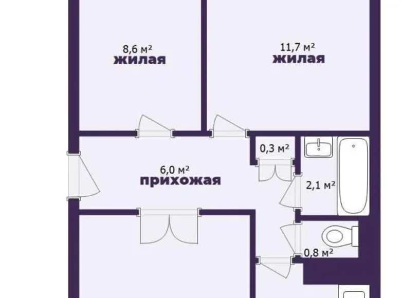 Квартира 3 комнаты 55 м² Лошница, Беларусь