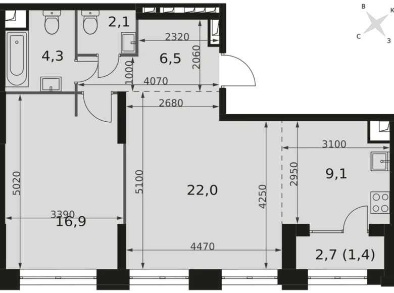 Wohnung 3 zimmer 62 m² Nordwestlicher Verwaltungsbezirk, Russland