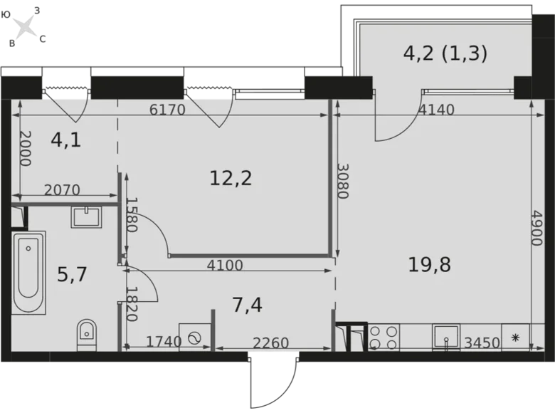 1 room apartment 51 m² Rostokino District, Russia