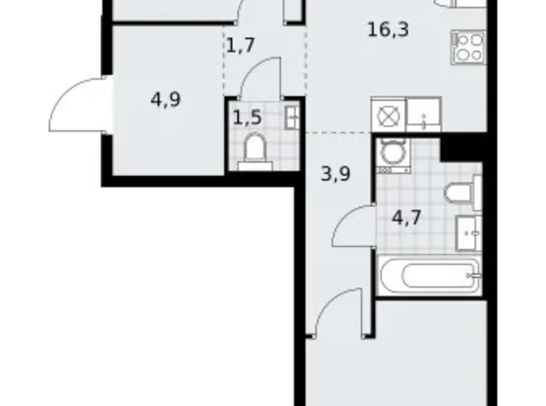 Apartamento 2 habitaciones 58 m² Troitsk, Rusia