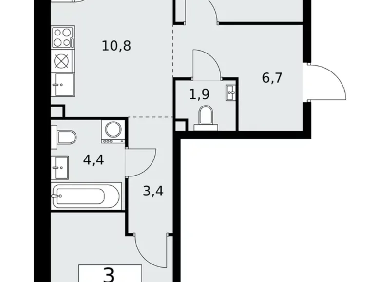 Appartement 3 chambres 60 m² poselenie Sosenskoe, Fédération de Russie