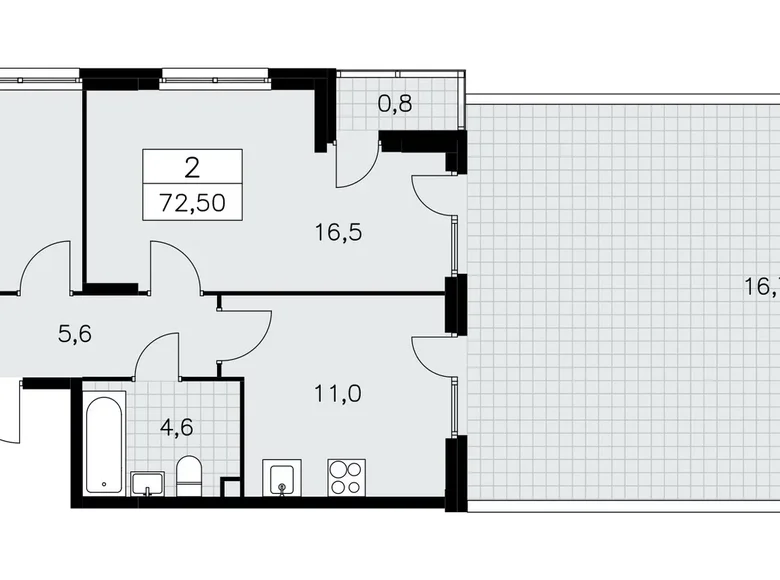 2 room apartment 73 m² Moscow, Russia