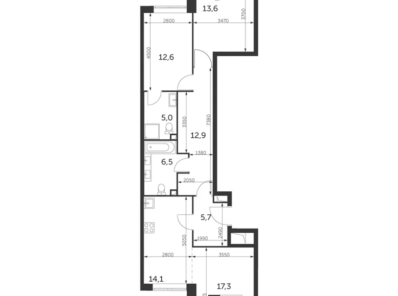 Appartement 3 chambres 89 m² North-Eastern Administrative Okrug, Fédération de Russie