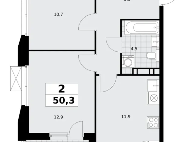 Appartement 2 chambres 50 m² poselenie Sosenskoe, Fédération de Russie