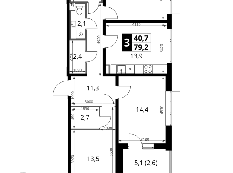 Mieszkanie 3 pokoi 79 m² rejon leniński, Rosja