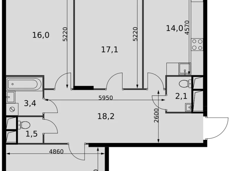 Квартира 3 комнаты 88 м² Развилка, Россия