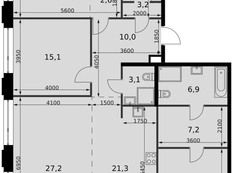 Appartement 4 chambres 133 m² North-Western Administrative Okrug, Fédération de Russie