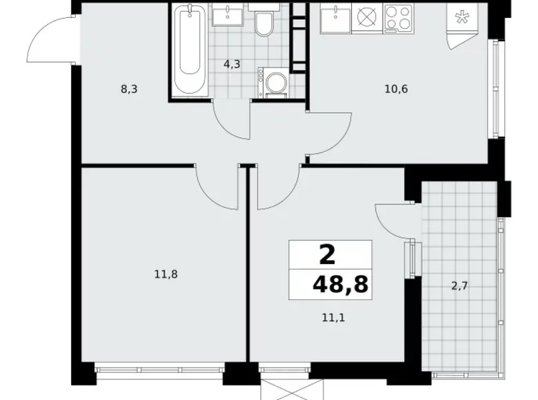 Mieszkanie 2 pokoi 49 m² Moskwa, Rosja