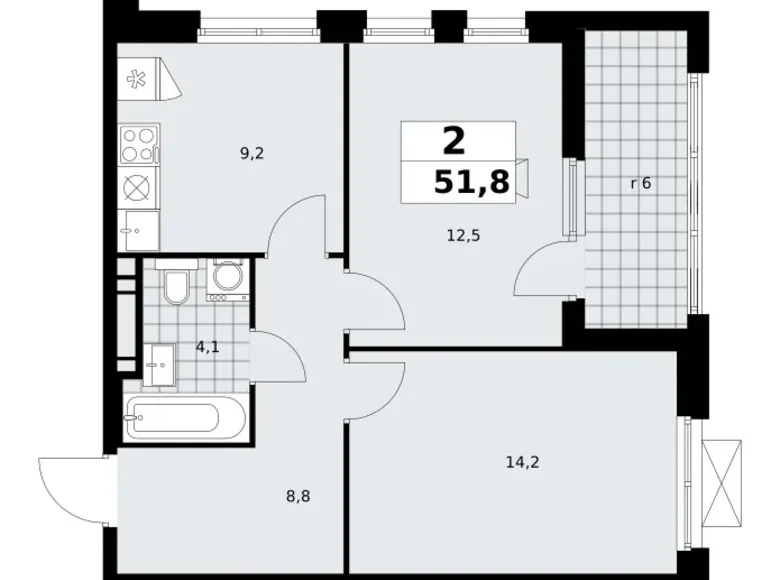 Mieszkanie 2 pokoi 52 m² poselenie Sosenskoe, Rosja