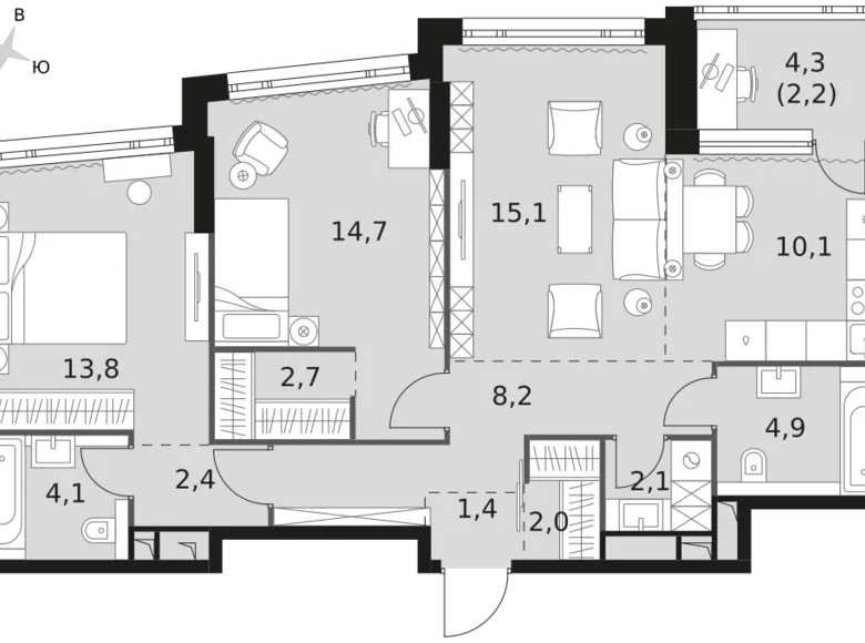 Apartamento 3 habitaciones 84 m² Moscú, Rusia