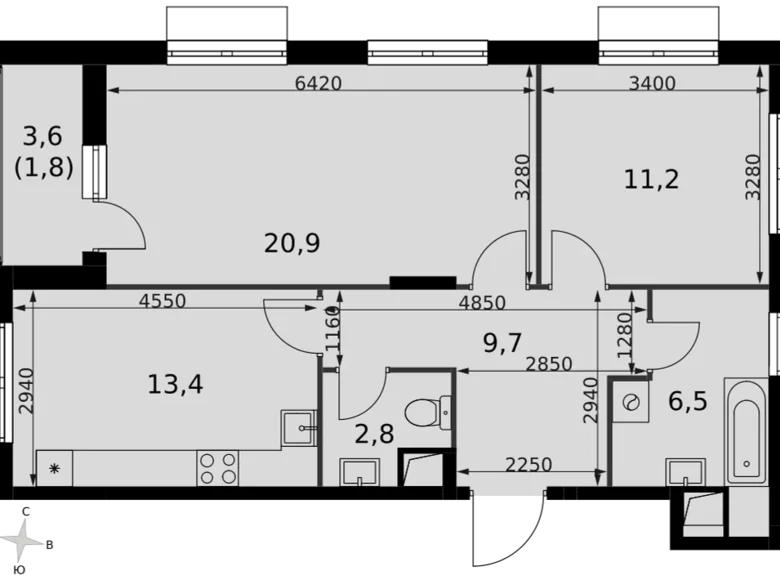 Apartamento 2 habitaciones 67 m² Razvilka, Rusia