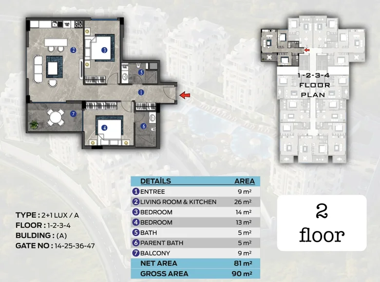 Wohnung 1 zimmer 90 m² Alanya, Türkei