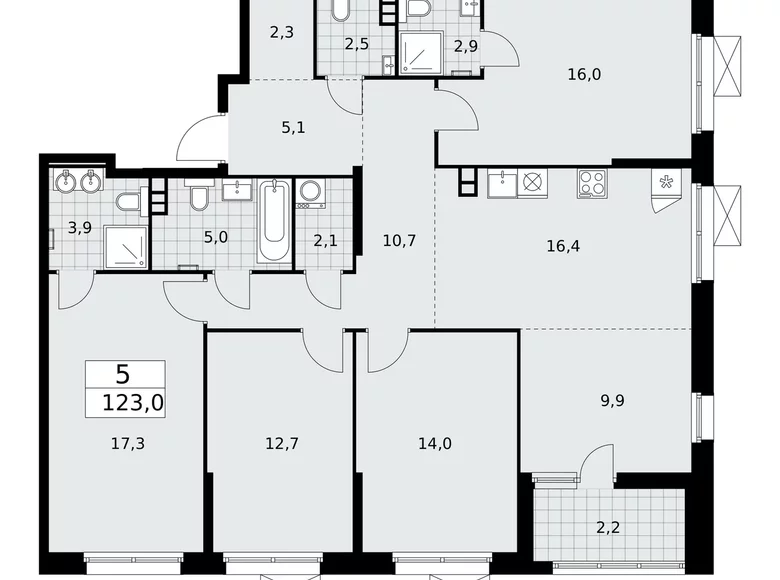 Apartamento 5 habitaciones 123 m² Moscú, Rusia