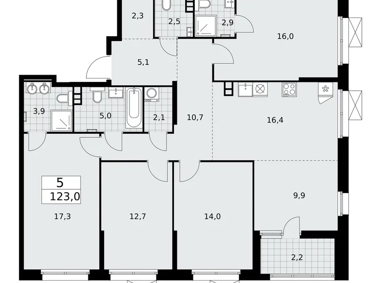 Квартира 5 комнат 123 м² Москва, Россия