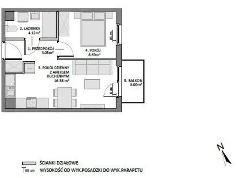 1 bedroom apartment 35 m² Gdansk, Poland