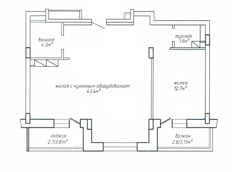2 room apartment 67 m² Minsk, Belarus