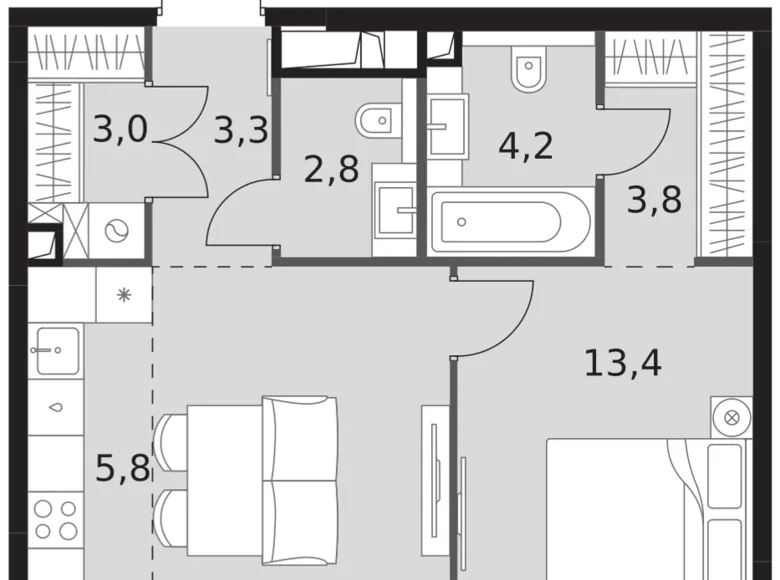 Mieszkanie 2 pokoi 50 m² North-Western Administrative Okrug, Rosja