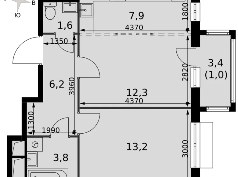 Квартира 2 комнаты 46 м² Развилка, Россия