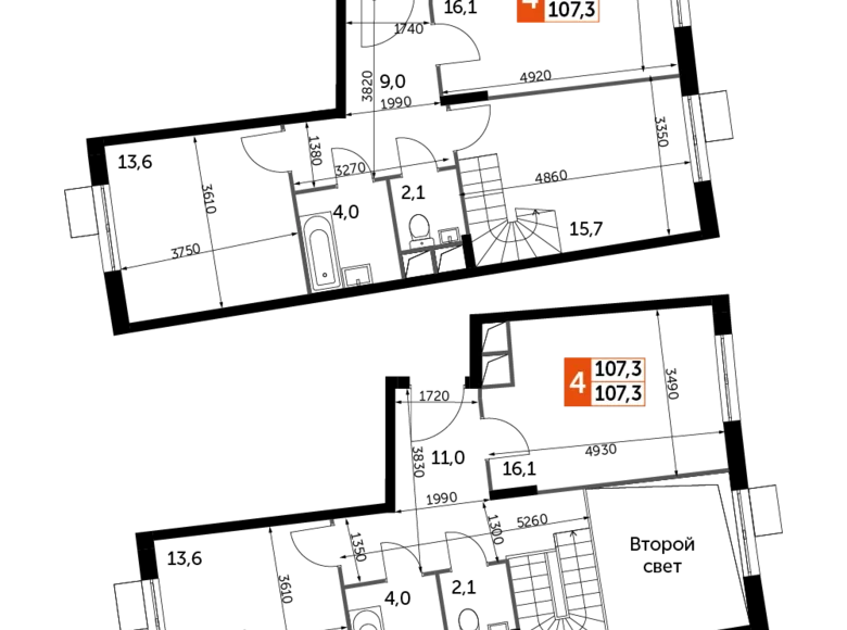 Квартира 4 комнаты 108 м² Развилка, Россия