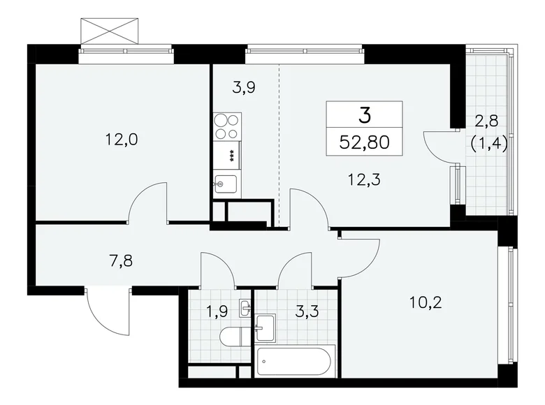 Apartamento 3 habitaciones 53 m² poselenie Sosenskoe, Rusia