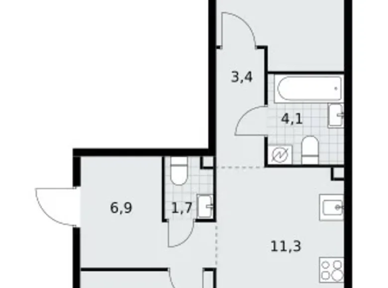 3 room apartment 61 m² Postnikovo, Russia