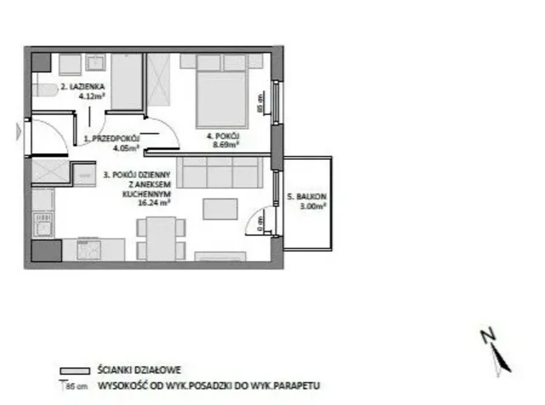 1 bedroom apartment 35 m² Gdansk, Poland