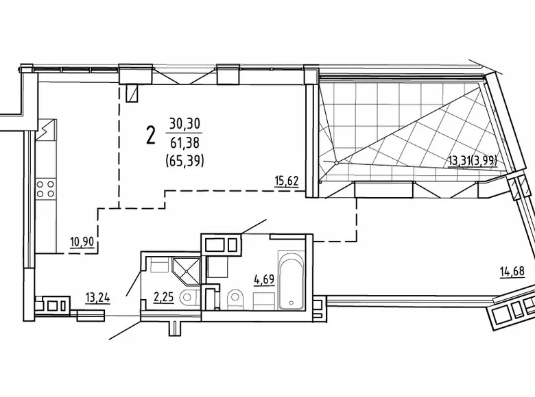 Mieszkanie 2 pokoi 66 m² Mińsk, Białoruś