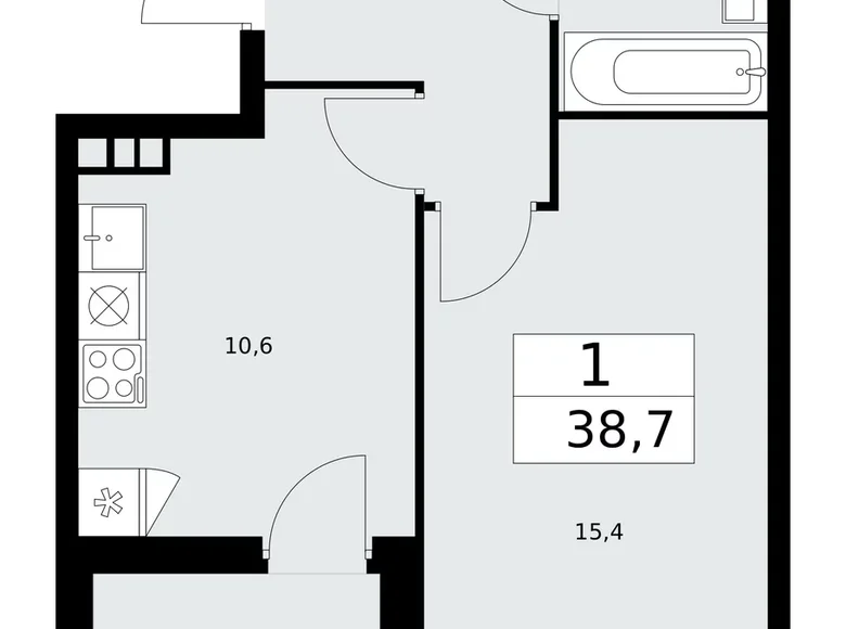 Wohnung 1 zimmer 39 m² poselenie Sosenskoe, Russland