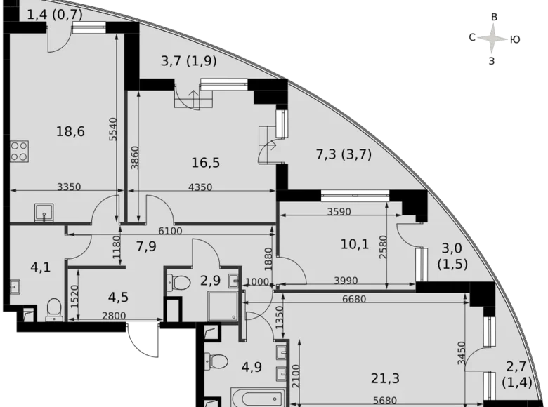 Appartement 3 chambres 100 m² North-Western Administrative Okrug, Fédération de Russie