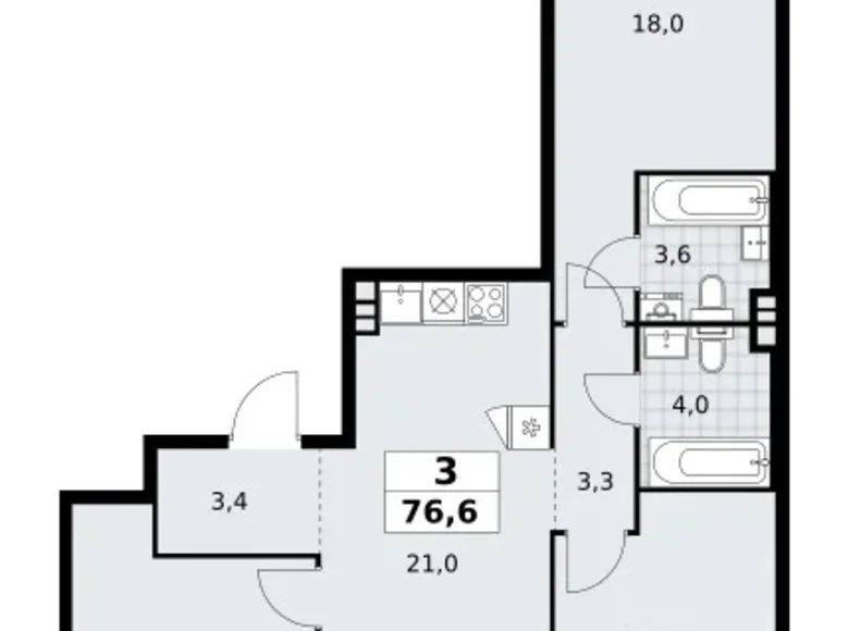 Appartement 3 chambres 77 m² poselenie Sosenskoe, Fédération de Russie