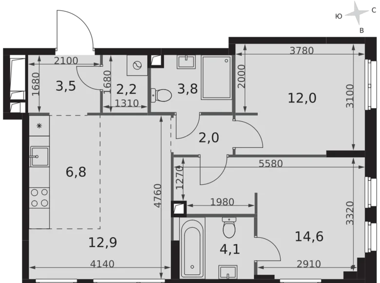 Mieszkanie 3 pokoi 62 m² Moskwa, Rosja