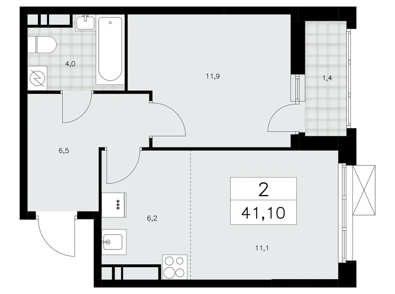 Apartamento 2 habitaciones 41 m² Moscú, Rusia